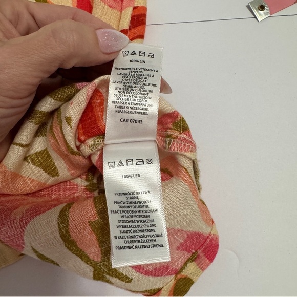 Nicole Miller 100% Linen Flutter Sleeve Floral Dress Size S - Picture 6 of 6